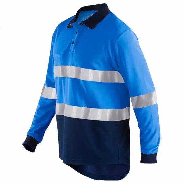 Hi Vis Polo Shirt Men High Visibility Clothing Long Sleeve Reflective Shirt Construction Quick Dry Safety Warning Shirt Workwear - Image 4