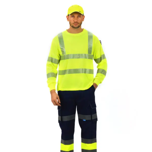 High Visibility Long Sleeve Safety Work T Shirt EN20471 Class 3 hi vis t Shirts(XS-8XL) - Image 2