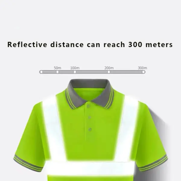 High Visibility Safety Reflective T-Shirt Breathable Quick Drying Fabric Construction Worker Safety Work Clothes - Image 2