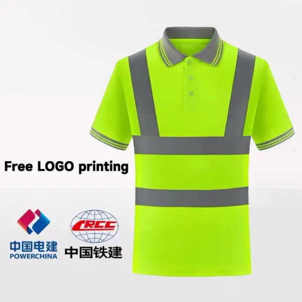 High Visibility Safety Reflective T-Shirt Breathable Quick Drying Fabric Construction Worker Safety Work Clothes - Image 4