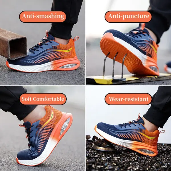 Men Safety Shoes Air Cushion Anti-smash Anti-puncture Protective Work Shoes Indestructible Safety Boots Steel Toe Work Sneakers - Image 2