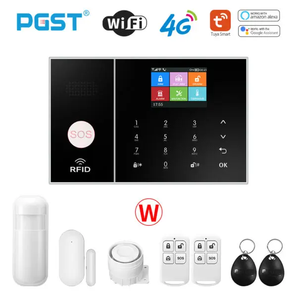 PGST Smart Life Alarm System for Home WIFI GSM Security Alarm Host with Door and Motion Sensor Tuya Smart App control work Alexa - Image 12