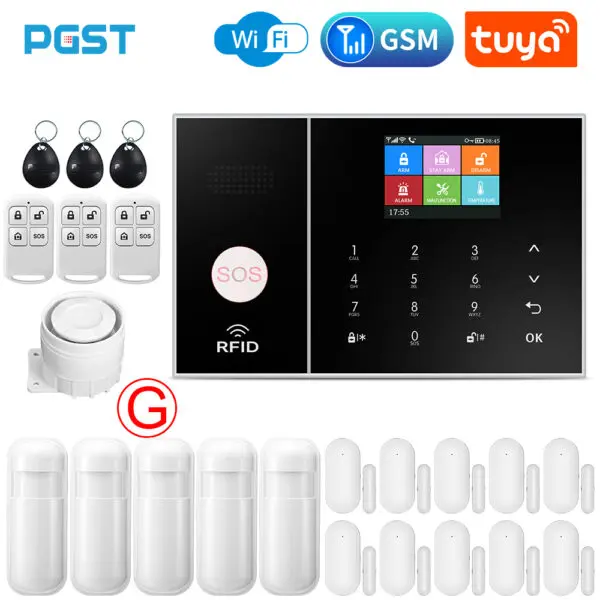 PGST Smart Life Alarm System for Home WIFI GSM Security Alarm Host with Door and Motion Sensor Tuya Smart App control work Alexa - Image 13