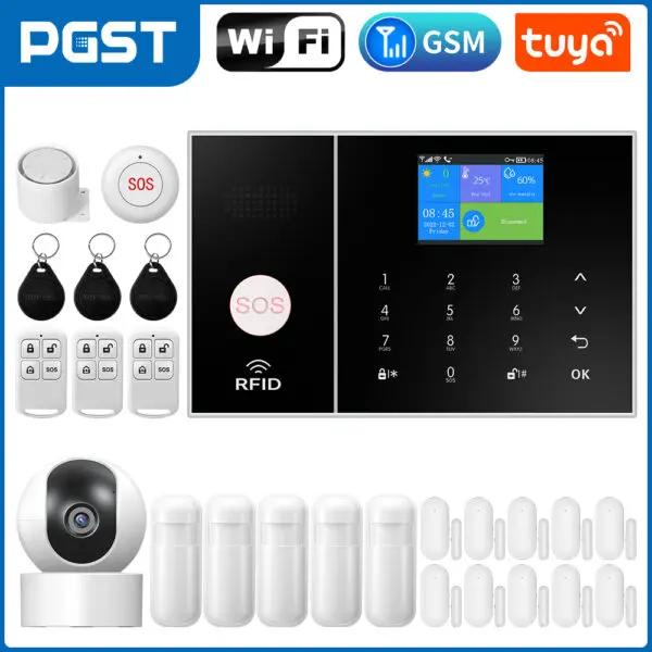 PGST Smart Life Alarm System for Home WIFI GSM Security Alarm Host with Door and Motion Sensor Tuya Smart App control work Alexa - Image 14