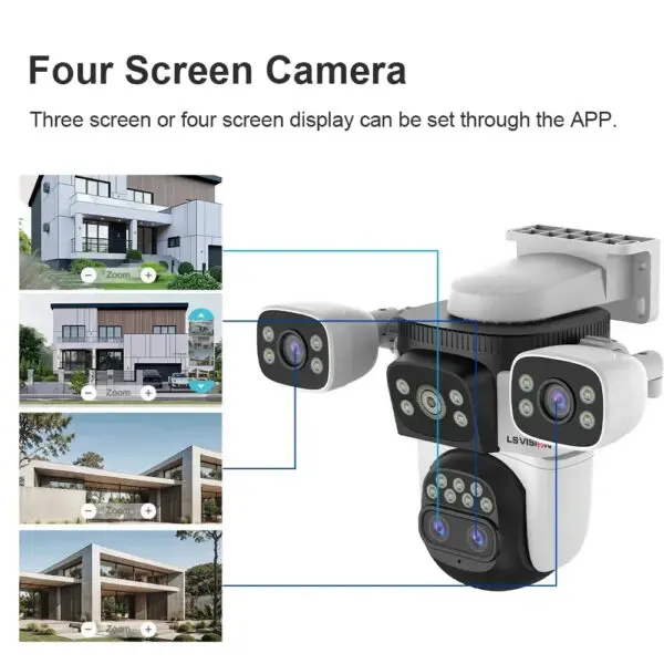 LS VISION 20MP Four Screens WiFi Security Camera Outdoor 10X Optical Zoom Four Lens Human Auto Tracking Waterproof CCTV Cameras - Image 2