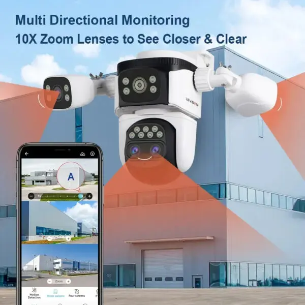 LS VISION 20MP Four Screens WiFi Security Camera Outdoor 10X Optical Zoom Four Lens Human Auto Tracking Waterproof CCTV Cameras - Image 3