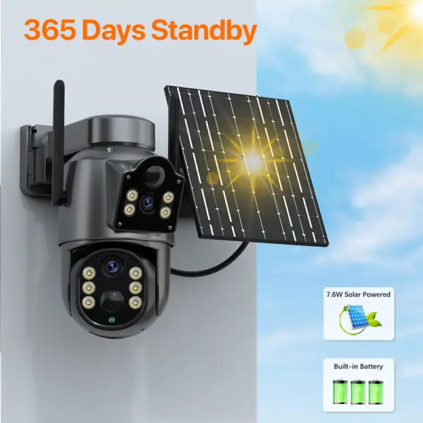 4K HD Solar WiFi Camera Outdoor Built-in Battery Dual Lens 2K Security Camera Solar Panel Wireless Video Surveillance CCTV iCSee - Image 2