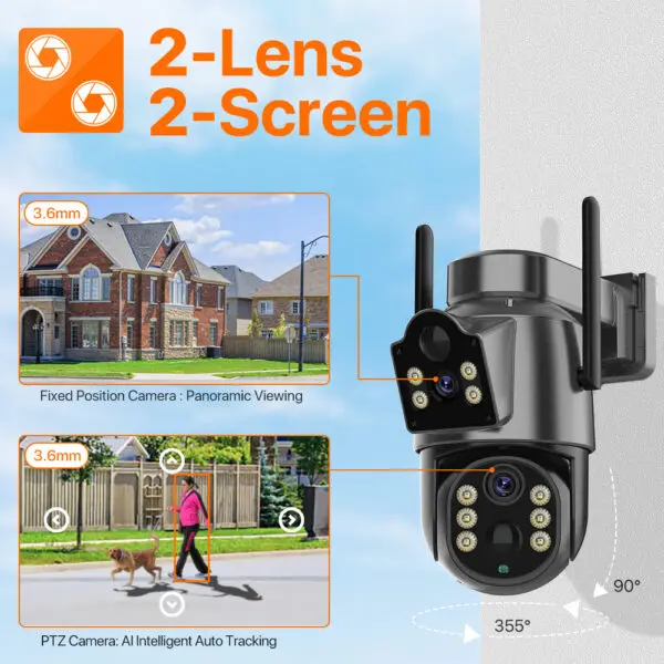 4K HD Solar WiFi Camera Outdoor Built-in Battery Dual Lens 2K Security Camera Solar Panel Wireless Video Surveillance CCTV iCSee - Image 3