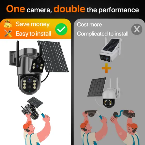 4K HD Solar WiFi Camera Outdoor Built-in Battery Dual Lens 2K Security Camera Solar Panel Wireless Video Surveillance CCTV iCSee - Image 4