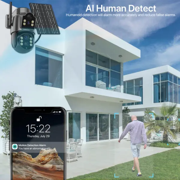 4K HD Solar WiFi Camera Outdoor Built-in Battery Dual Lens 2K Security Camera Solar Panel Wireless Video Surveillance CCTV iCSee - Image 5