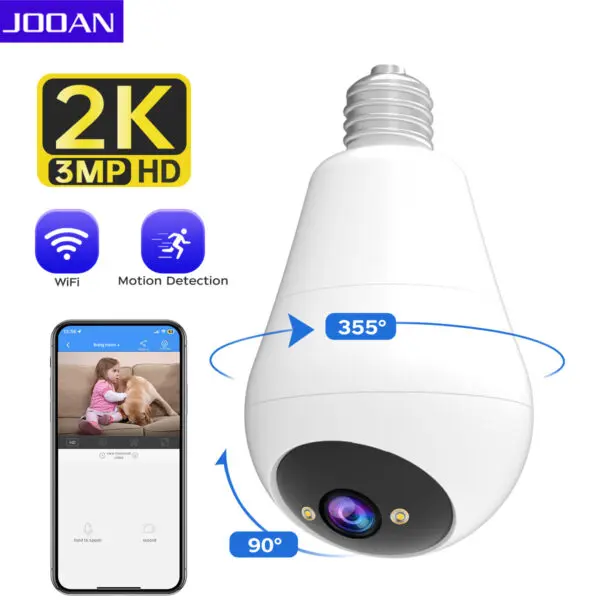 JOOAN 2K E27 Light Bulb Wifi Camera 360° HD IP Camera Security Wireless Baby Monitor AI Tracking Home CCTV Video Surveillance