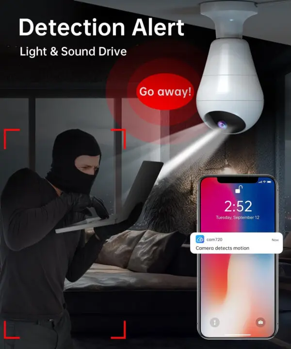 JOOAN 2K E27 Light Bulb Wifi Camera 360° HD IP Camera Security Wireless Baby Monitor AI Tracking Home CCTV Video Surveillance - Image 3