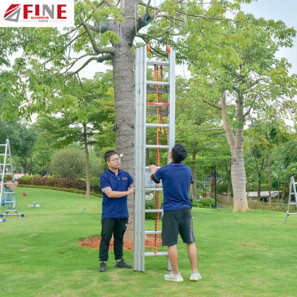 Aluminum Extension 3 Section Triple 12M Extension Fire Ladder 16ft 18ft 20ft Extend Ladder Telescopic Ladder 5m - Image 2