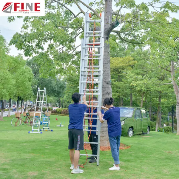 Aluminum Extension 3 Section Triple 12M Extension Fire Ladder 16ft 18ft 20ft Extend Ladder Telescopic Ladder 5m - Image 3
