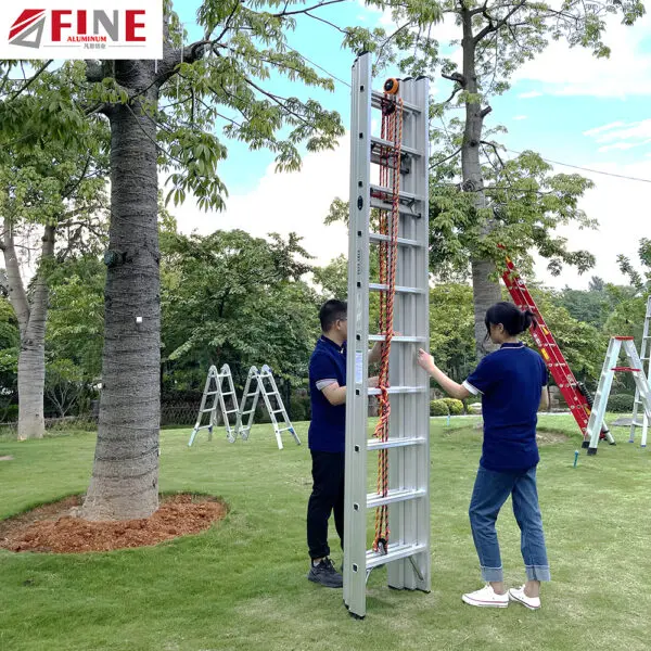 Aluminum Extension 3 Section Triple 12M Extension Fire Ladder 16ft 18ft 20ft Extend Ladder Telescopic Ladder 5m - Image 4