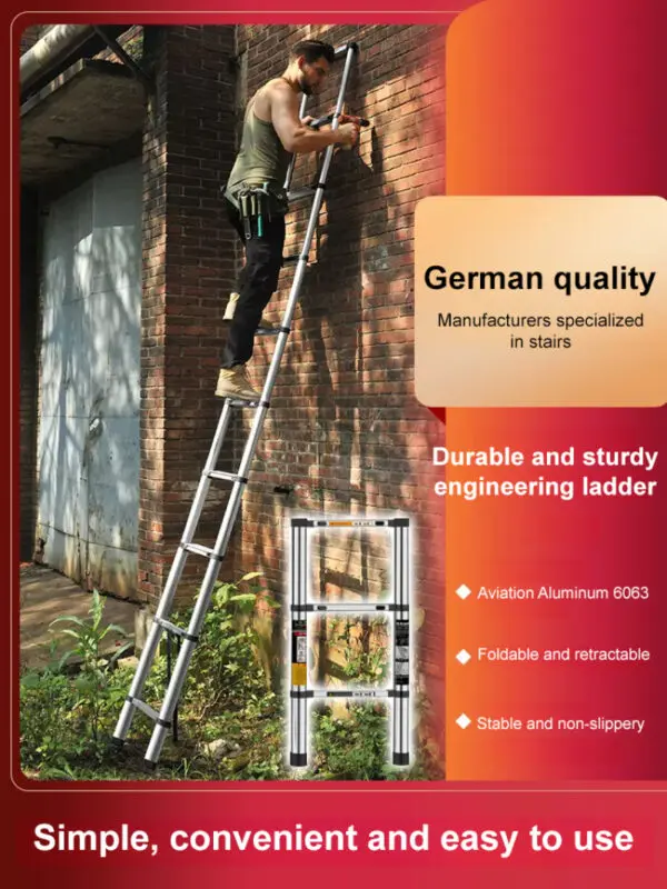 Home Retractable Ladder Multifunctional stainless steel telescopic ladder Portable folding elevator Anti-slip Extension Ladder