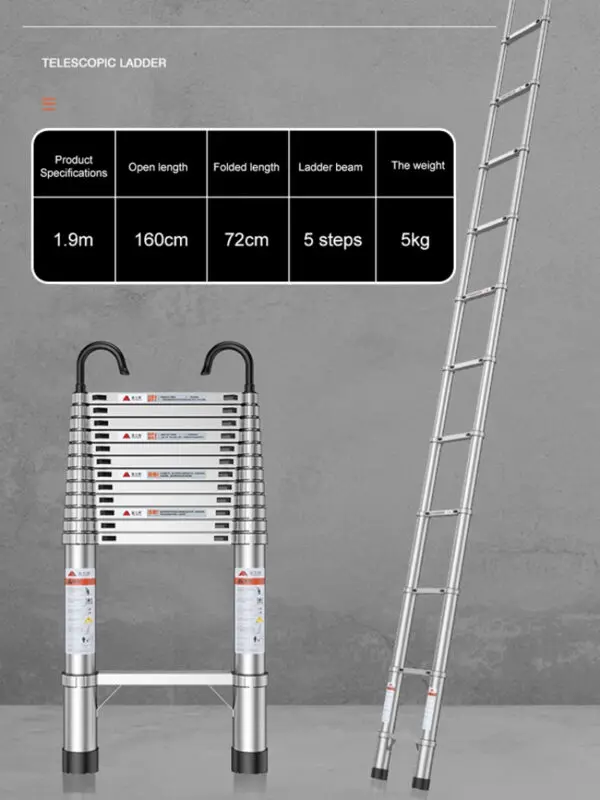 Home Retractable Ladder Multifunctional stainless steel telescopic ladder Portable folding elevator Anti-slip Extension Ladder - Image 6