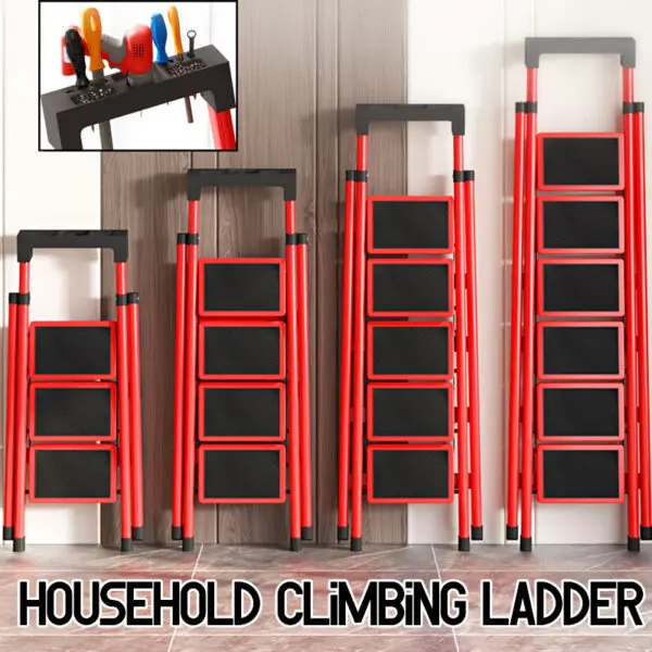3/4 Step Household Folding Ladder Herringbone Ladder Kitchen Attic Ladder Chair Step Stools Multi-Function Platform Ladder