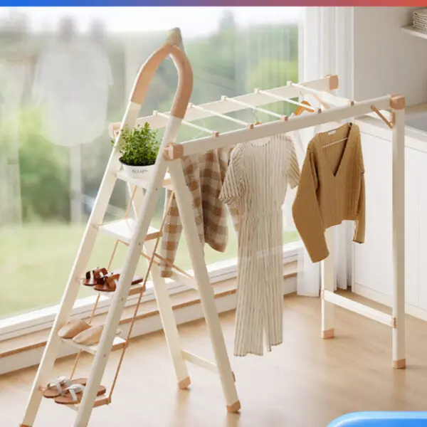 Thickened Aluminum Alloy Ladder for Indoor Household Use, Foldable Multifunctional Balcony, Drying Rack, Dual-use Ladder ladder