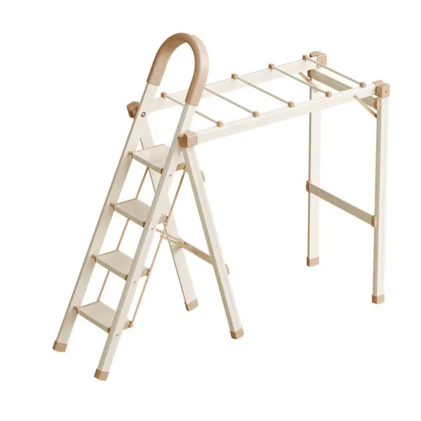 Thickened Aluminum Alloy Ladder for Indoor Household Use, Foldable Multifunctional Balcony, Drying Rack, Dual-use Ladder ladder - Image 3