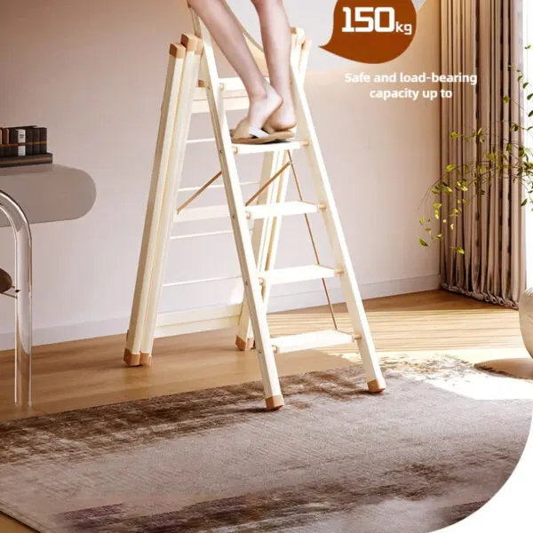 Thickened Aluminum Alloy Ladder for Indoor Household Use, Foldable Multifunctional Balcony, Drying Rack, Dual-use Ladder ladder - Image 5