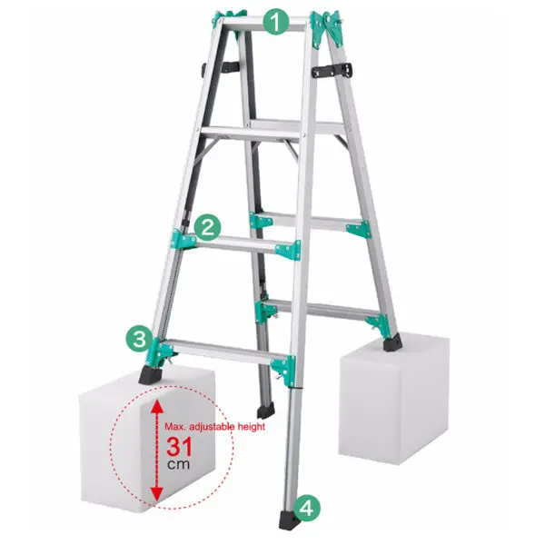 RYZ-12/ 4-step Multifunctional Home Folding Ladder Lightweight Aluminum Alloy Telescopic Herringbone Ladder And Straight Ladder
