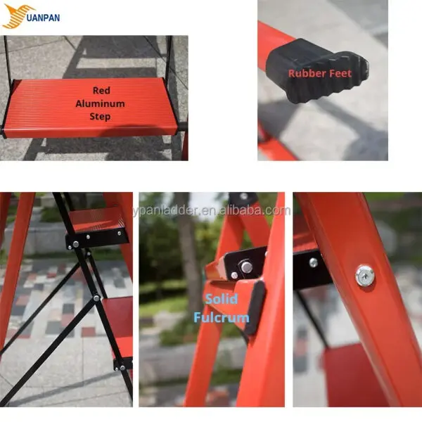 YYHC2024 Household 4FT Steel Insulation Jimny Foldable Double Side Aluminum Ladder 6 Steps for Indoor and Farmhouse Use - Image 4