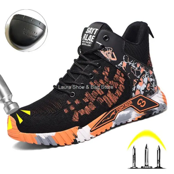 High Top Safety Shoes Men Steel Toe Work Shoes Men Women Work Safety Boots Anti Smash Safety Indestructible Work Boot Breathable - Image 2