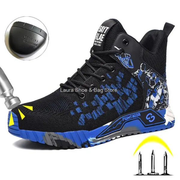 High Top Safety Shoes Men Steel Toe Work Shoes Men Women Work Safety Boots Anti Smash Safety Indestructible Work Boot Breathable - Image 3