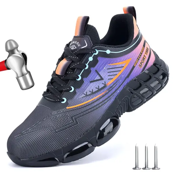 Work Safety Shoes Men Air Cushion Steel Toe Shoes Fashion Anti-smashing Anti-puncture Work Sneakers Protection Safety Boots