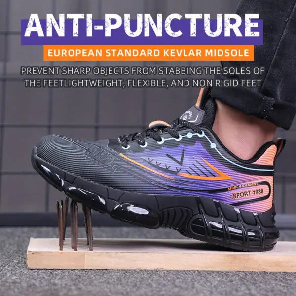 Work Safety Shoes Men Air Cushion Steel Toe Shoes Fashion Anti-smashing Anti-puncture Work Sneakers Protection Safety Boots - Image 2