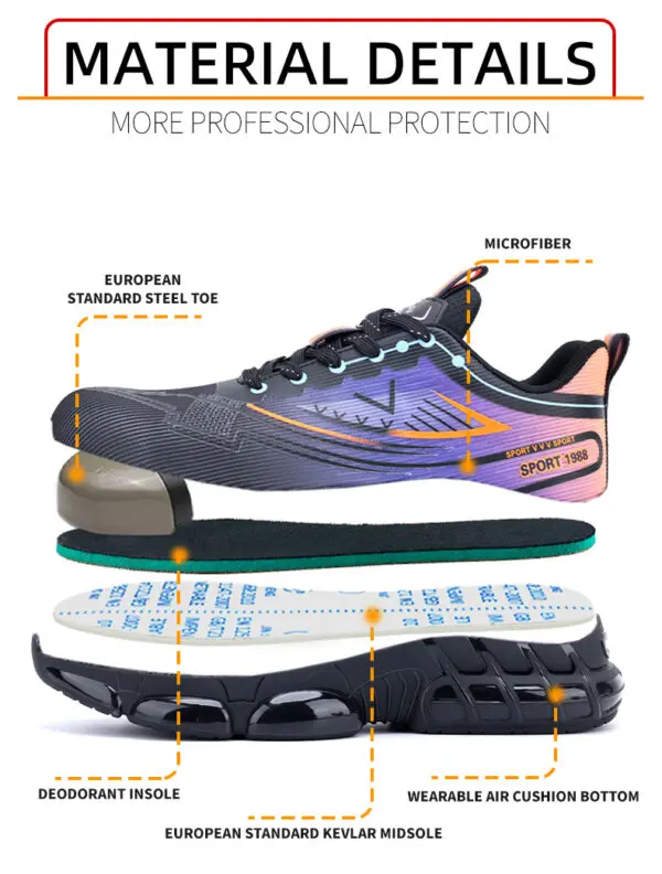 Work Safety Shoes Men Air Cushion Steel Toe Shoes Fashion Anti-smashing Anti-puncture Work Sneakers Protection Safety Boots - Image 3