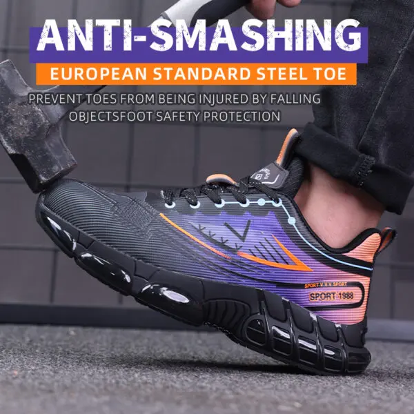 Work Safety Shoes Men Air Cushion Steel Toe Shoes Fashion Anti-smashing Anti-puncture Work Sneakers Protection Safety Boots - Image 4