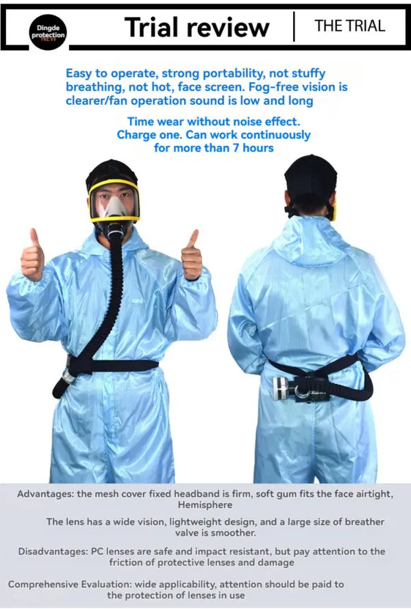 Electric Constant Air Flow Supplied Fed Gas Mask，Full Face Gas Mask Respirator System respirator Mask Workplace Safety Supplie - Image 4