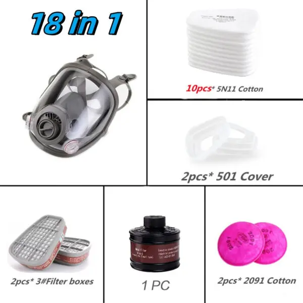 6800 Full Face Safety Work Gas Masks Survival Nuclear and Chemical with 40mm Activated Carbon Filter & Anti-Fog Design - Image 7