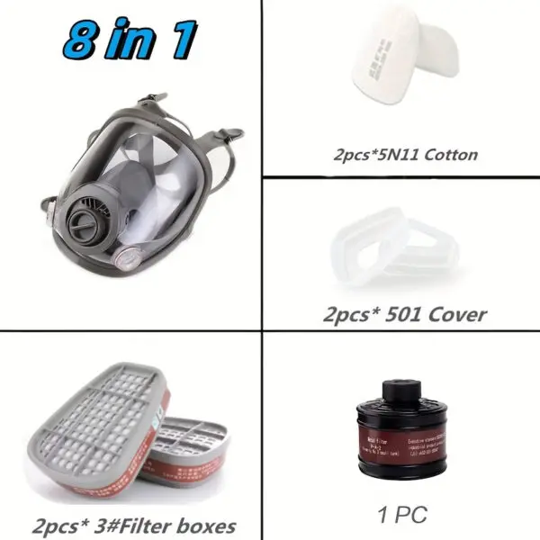 6800 Full Face Safety Work Gas Masks Survival Nuclear and Chemical with 40mm Activated Carbon Filter & Anti-Fog Design - Image 9