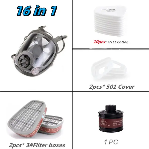 6800 Full Face Safety Work Gas Masks Survival Nuclear and Chemical with 40mm Activated Carbon Filter & Anti-Fog Design - Image 10