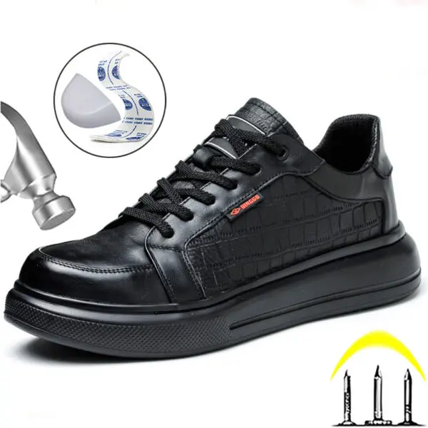 Cowhide Safety Shoes Men Boots Composite Toe Electrical Insulated Shoes Non-slip Work Shoes Puncture-Proof Indestructible Shoes - Image 3