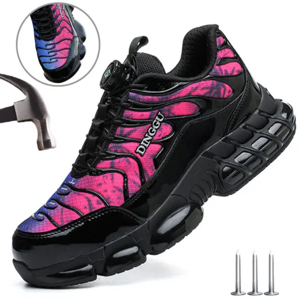 Size 47 48 Safety Shoes Men Anti-smash Anti-puncture Steel Toe Work Shoes Rotating Button Security Protective Men Safety Boots