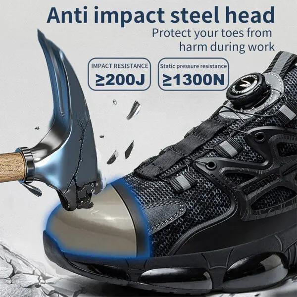Rotating Button Safety Shoes Men Steel Toe Sneaker Air Cushion Work Shoes Man Puncture Proof Work Safety Boots Protective Shoes - Image 2