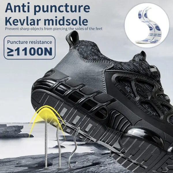 Rotating Button Safety Shoes Men Steel Toe Sneaker Air Cushion Work Shoes Man Puncture Proof Work Safety Boots Protective Shoes - Image 3
