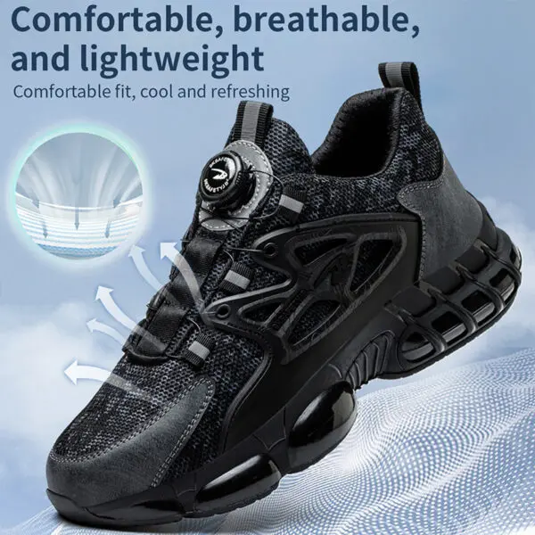 Rotating Button Safety Shoes Men Steel Toe Sneaker Air Cushion Work Shoes Man Puncture Proof Work Safety Boots Protective Shoes - Image 4