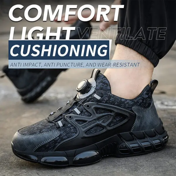 Rotating Button Safety Shoes Men Steel Toe Sneaker Air Cushion Work Shoes Man Puncture Proof Work Safety Boots Protective Shoes - Image 5