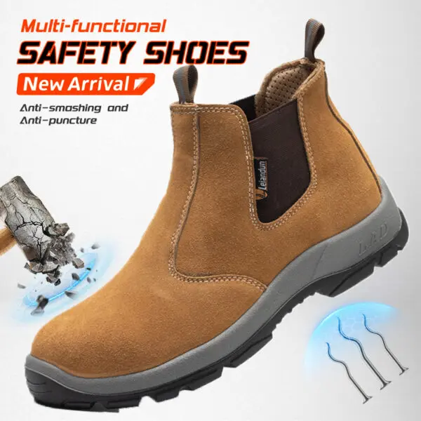 Leiandun Welding Boots Safety Shoes Anti-Smashing Anti-Puncture Durable Work Footwear for Enhanced Protection