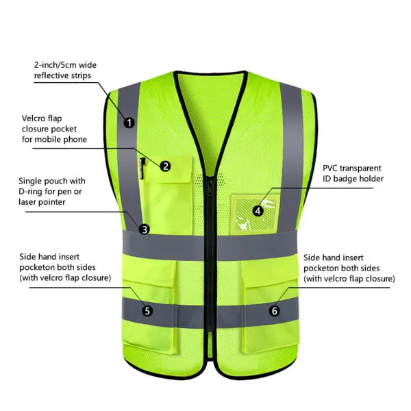 Safety High Visibility Reflective Vest Adjustable Reflective Security Vests Traffic Night Outdoor For Running Cycling Sports - Image 2