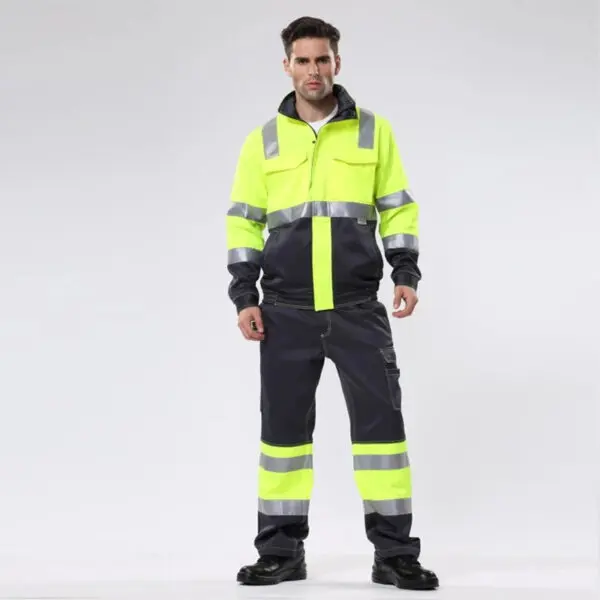 Work Suit for Mechanic Safety Jacket Reflective and Safety Pants for Work Multi Pockets Work Clothes for Men Workwear - Image 2