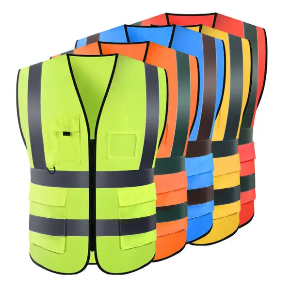 Bright Color Reflective Safety Vest Multi-pocket Breathable Traffic Vest for Railway Coal Miners Uniform Workwear