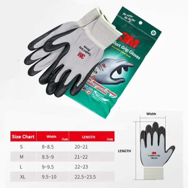 3M Protective Gloves Wear-resistant and non-slip Work Gloves Nitrile Coated Industrial Gloves Safety Protection - Image 4