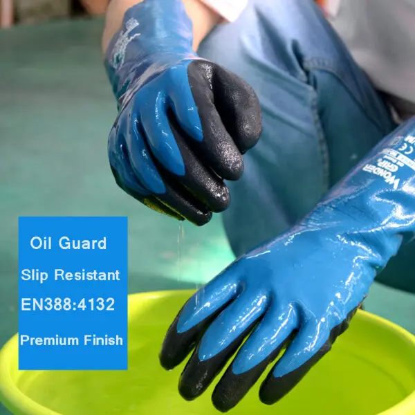 Oil Resistant Work Gloves Safety Nitrile Fully Dipped Long Cuff Gas Anti Biotic Slip Waterproof Acid-base Chemical Proof - Image 3