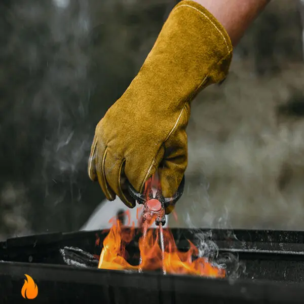 Leather Flame retardant gloves，방염장갑， Welding Gloves Heat Insulation Anti-cut Woodstove Fireplace Barbecue Baking Camping 용접장갑 - Image 2